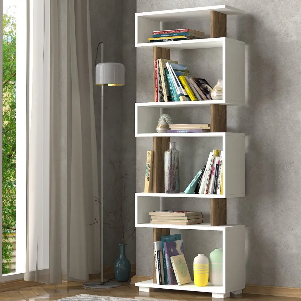 Polica za knjige Blok White Walnut
