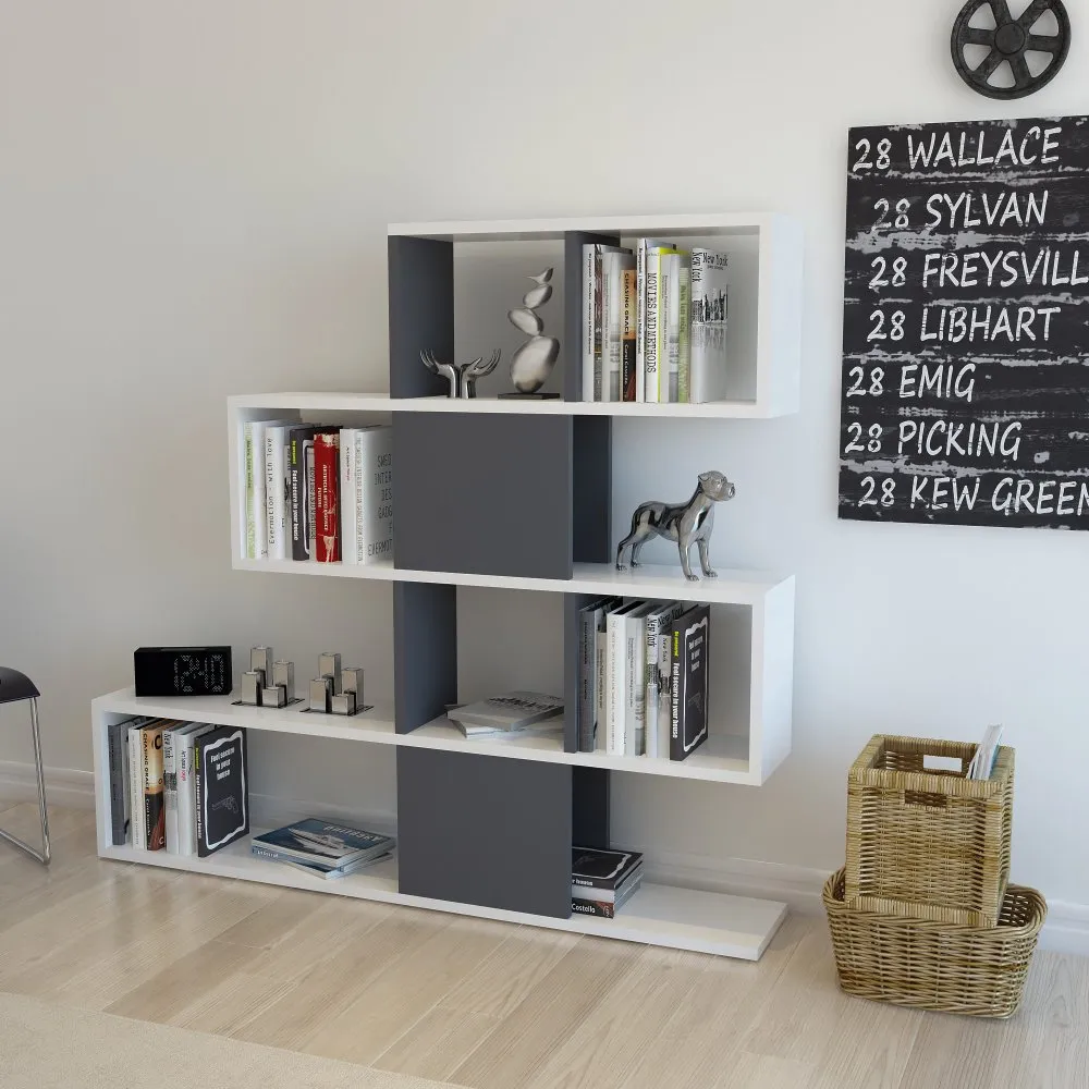 Polica za knjige Karlin White Anthracite