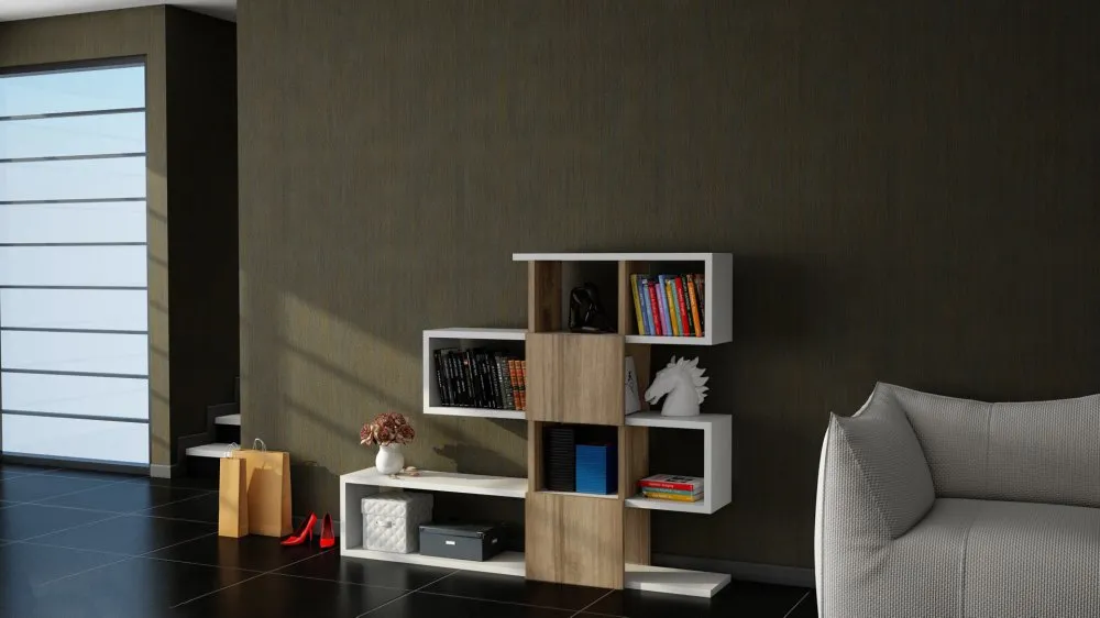 Polica za knjige Karlin White Walnut