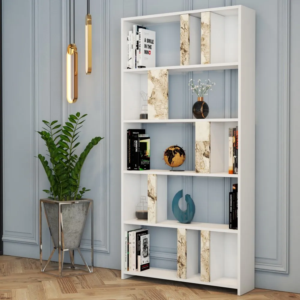 Polica za knjige Lima White Marble