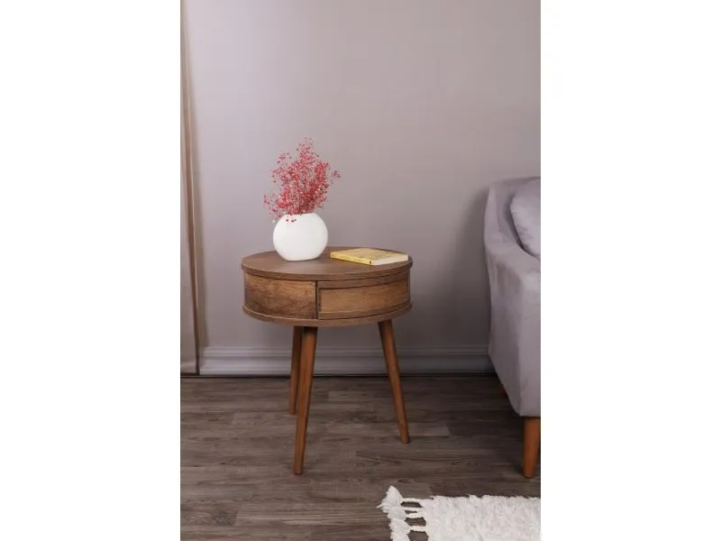Pomoćni stočić Yuvarlak Walnut OUTLET