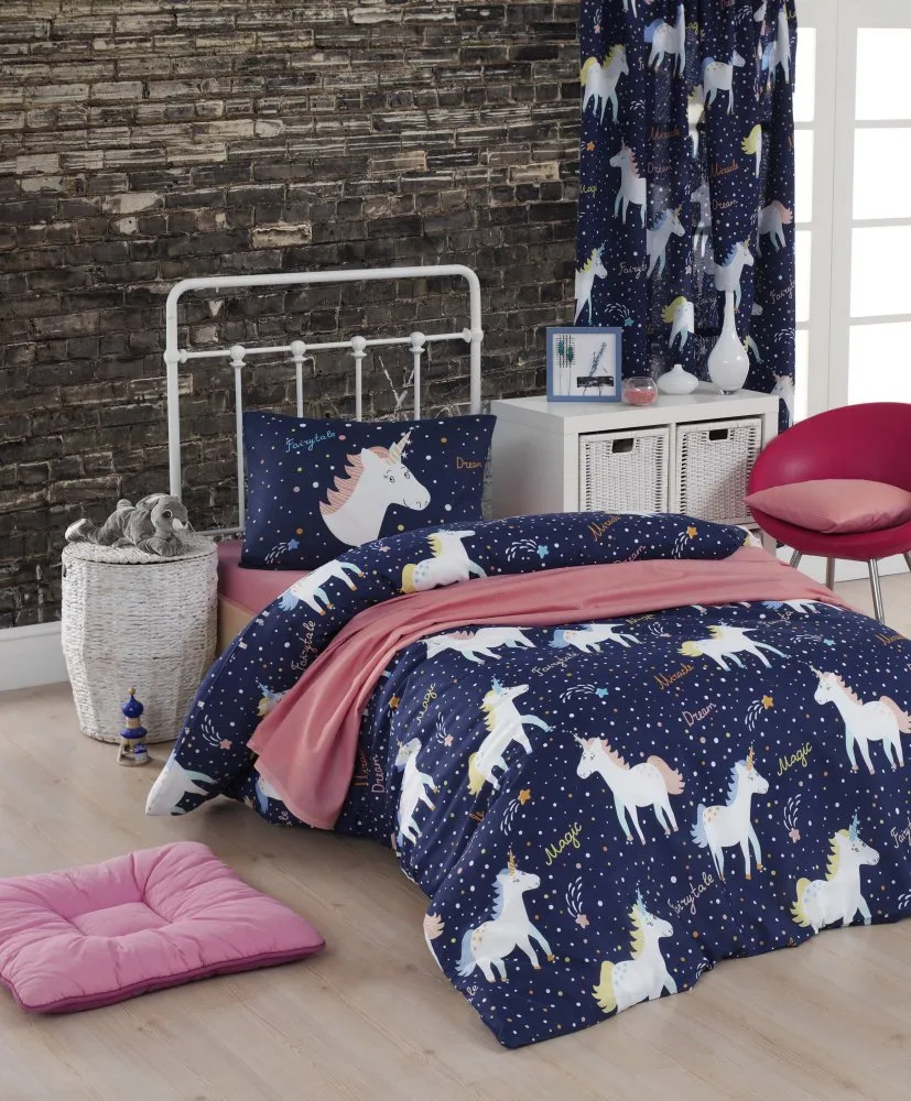 Posteljina (155 x 200) Magic Unicorn Dark Blue