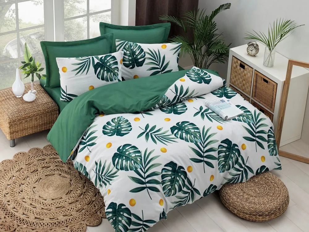 Posteljina (155 x 200) Monstera Green