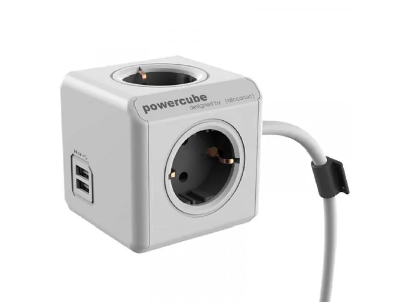 PowerCube Extended USB 4xSchuko + dual USB, kabl duž.3m