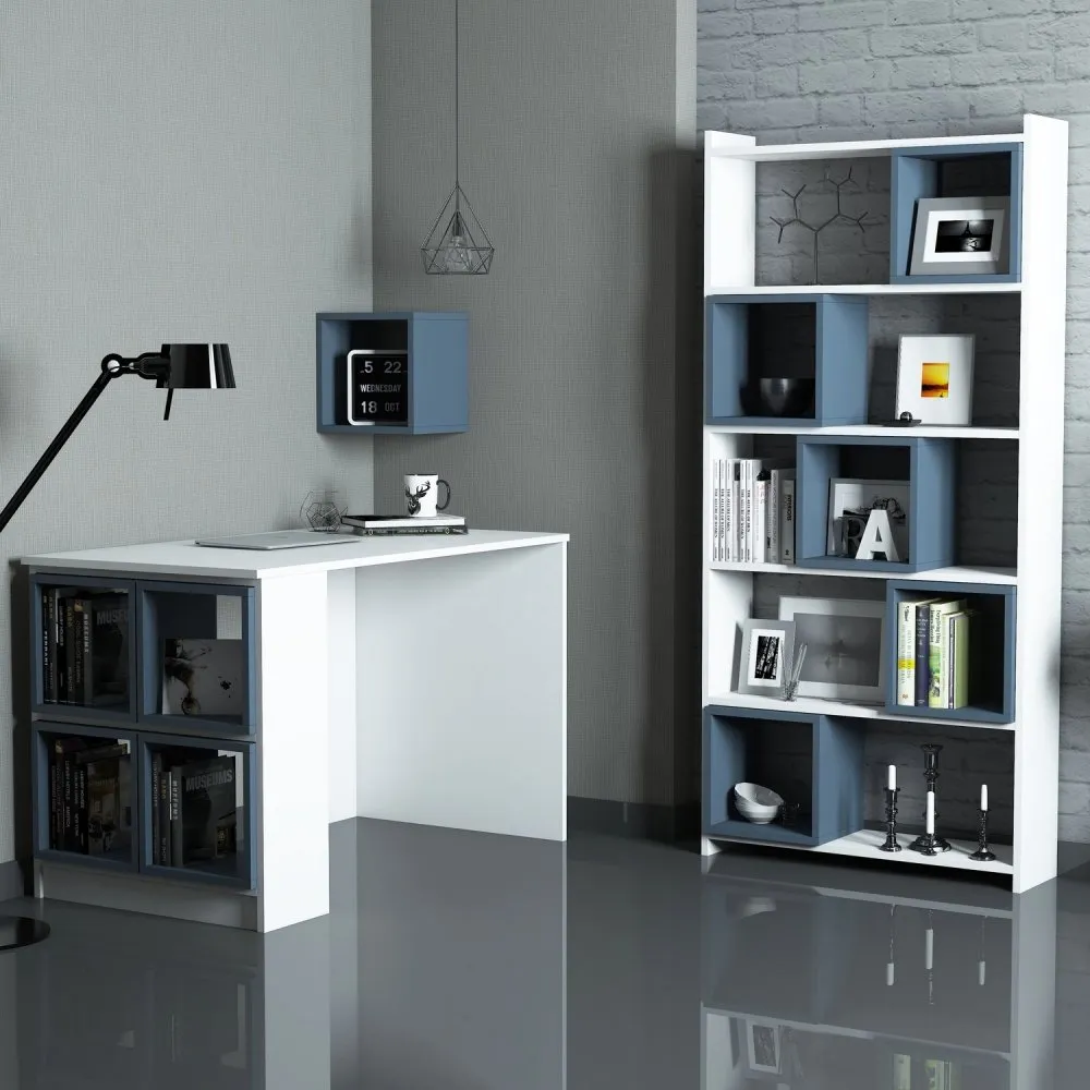 Radni sto sa policom za knjige Box White Blue