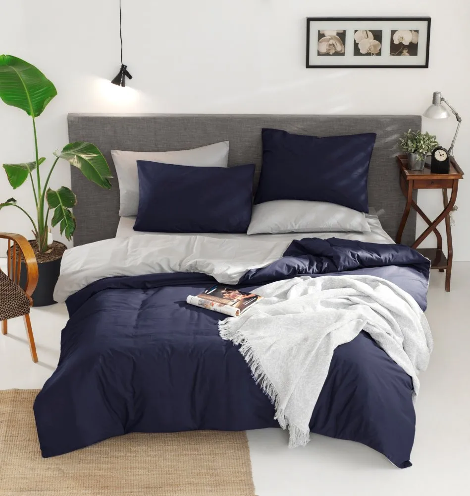 Ranforce posteljina (200x220) Cift Yonlu Dark Blue Grey