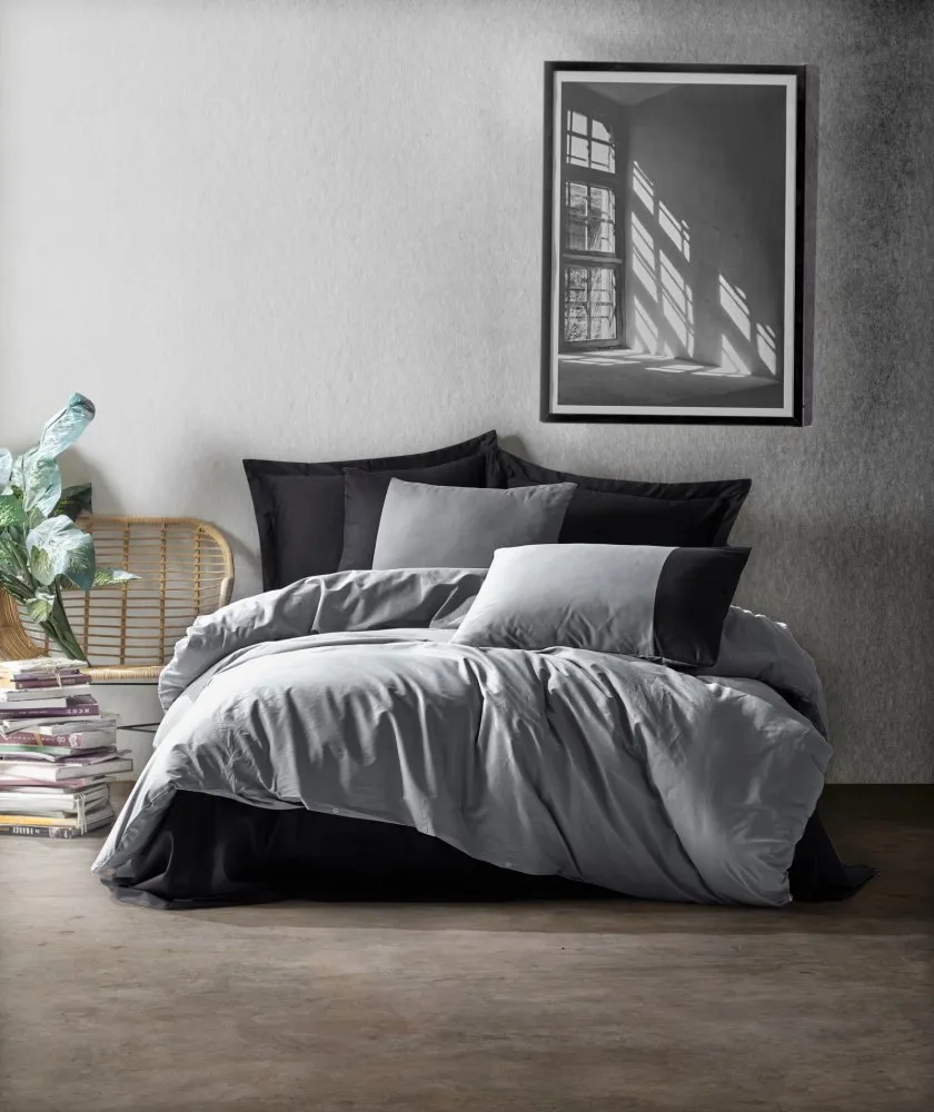 Ranforce posteljina (240 x 220) Plain Grey Black