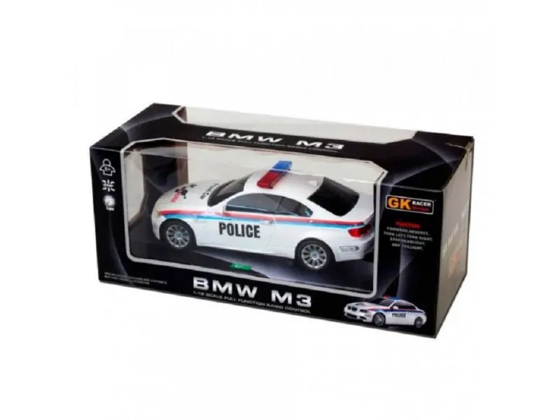 RC automobili 1:18 BMW M3 POLICE, beli