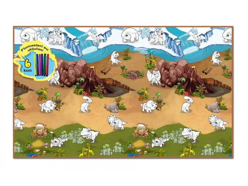 Podloga za igranje Dinosaurus + 6 flomastera 200 x 120cm