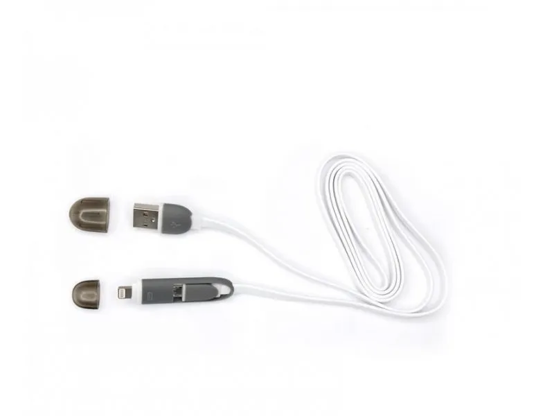 Micro USB kabl + Lightning adapter 2in1, 1.5m (Bela)