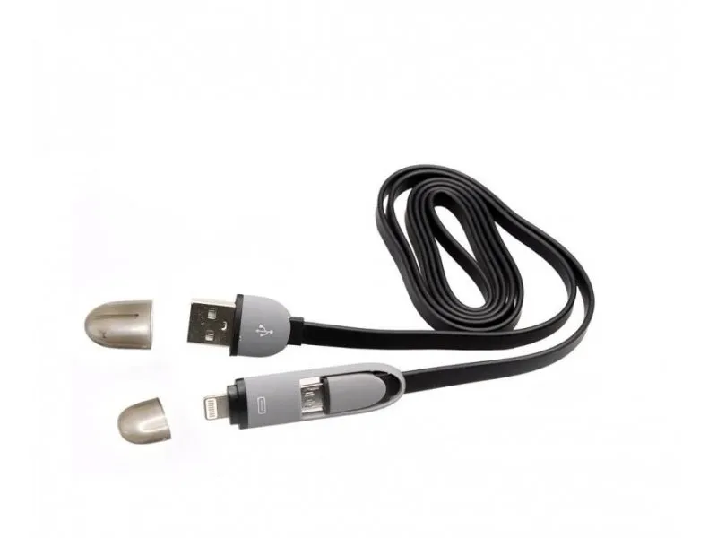 Micro USB kabl + Lightning adapter 2in1, 1.5m (Crna)