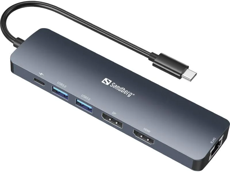 USB-C 8K Display Dock HDMI/DP/LAN/2xUSB 3.0/USB C PD 100W 136-43