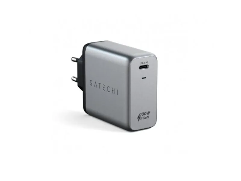 100W USB-C PD Wall Charger Gallium Nitride (GaN) charging - Space Grey