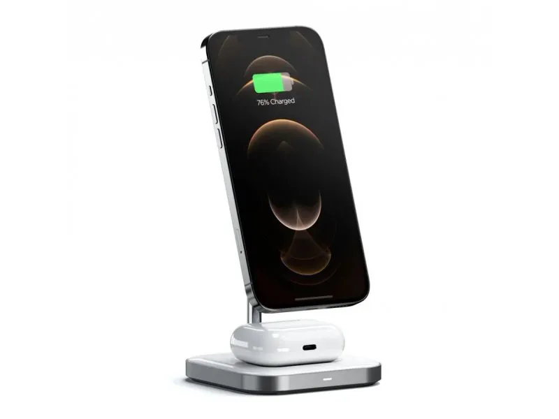 Aluminium 2-in-1 Magnetic Wireless Charging stand - White