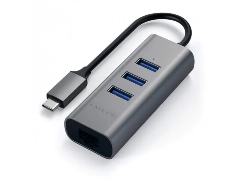 Aluminium Type-C Hub (3x USB 3.0,Ethernet) - Space Grey
