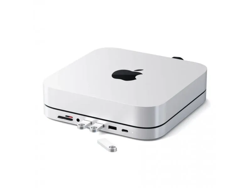 Aluminium Type-C Stand and Hub for Mac Mini - Silver