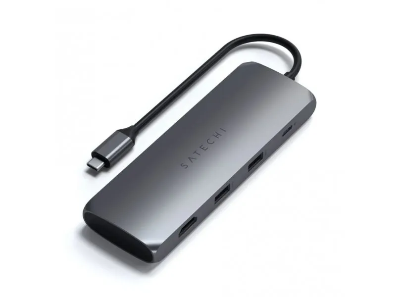 Aluminium USB-C Hybrid Multiport adapter (SSD Enclosure, HDMI 4K, 2 x USB-A 3.1 Gen 2 up to 10 Gbps) - Space Grey