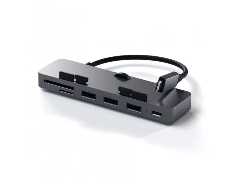 Aluminum Type-C CLAMP PRO Hub (3x USB 3.0,MicroSD) - Silver