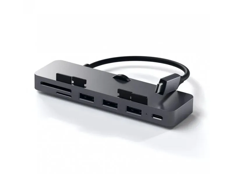 Aluminum Type-C CLAMP PRO Hub (3x USB 3.0,MicroSD) - Space Grey