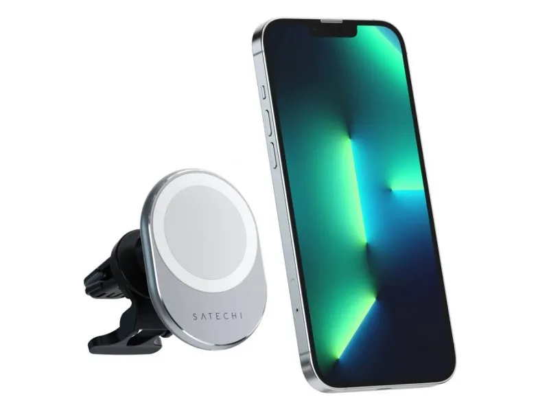 Magnetic Wireless Car Charger - Silver