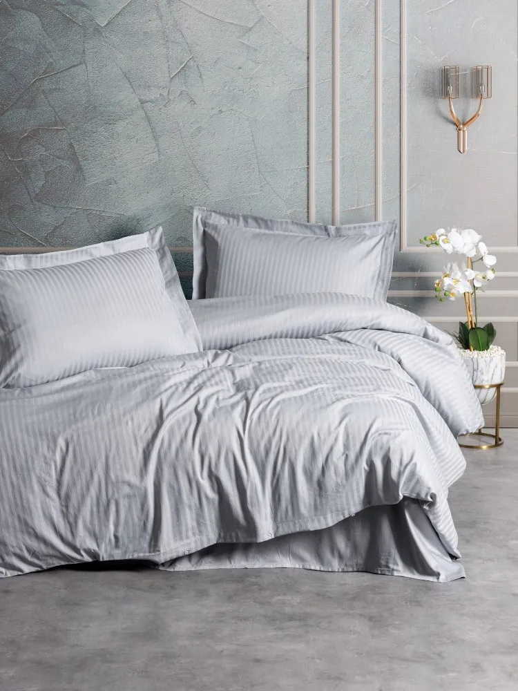 Satenska posteljina (200x220) Stripe Grey