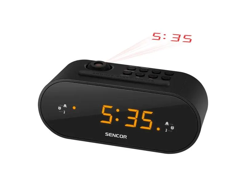 SRC 3100 B FM radio alarm sa projektorom vremena crni