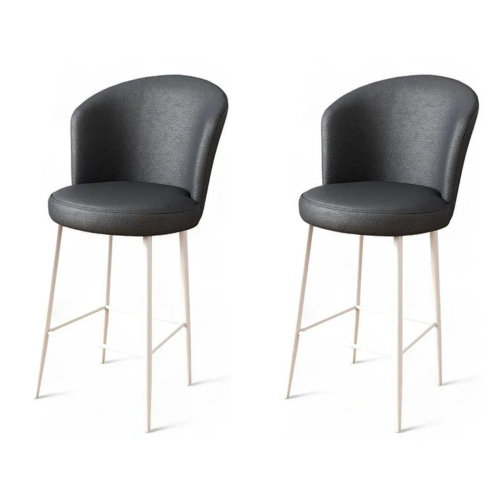 Set 2 barske stolice Uras Anthracite White
