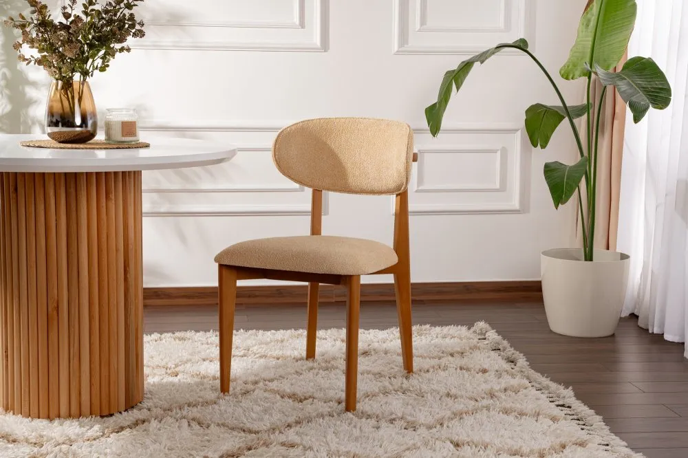 Set 2 stolice Lionte Beige Dark Oak