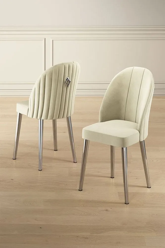 Set 2 stolice Mara Cream Chrome