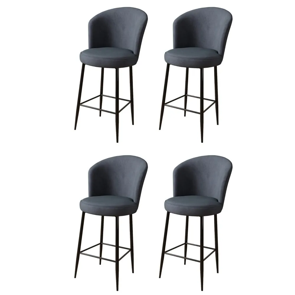 Set 4 barske stolice Alte Anthracite Black