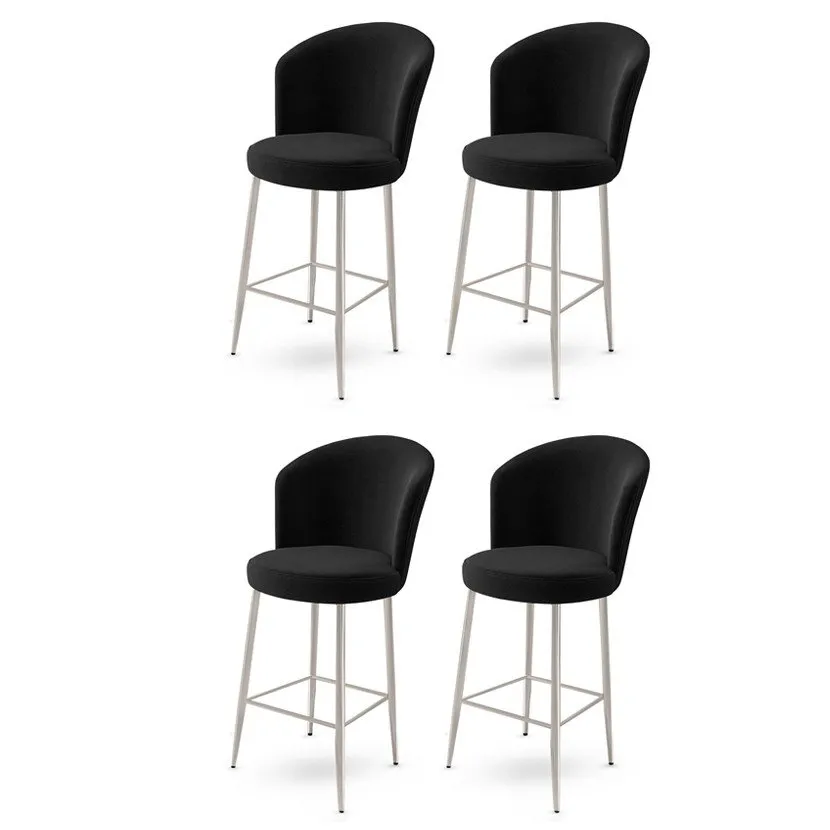 Set 4 barske stolice Alte Black Chrome