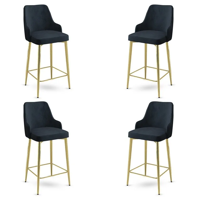 Set 4 barske stolice Enox Anthracite Gold