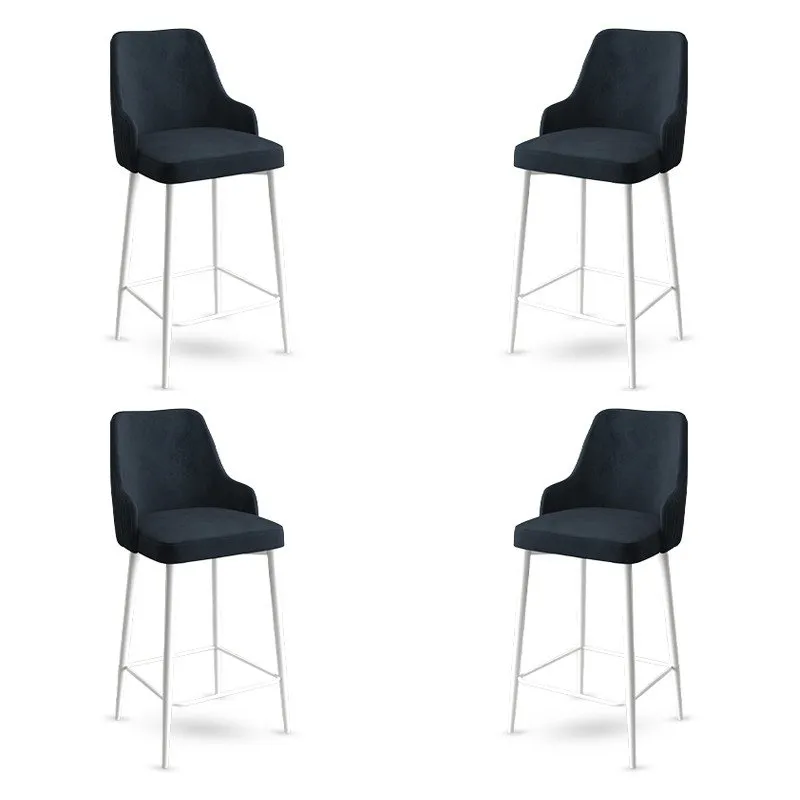 Set 4 barske stolice Enox Anthracite White