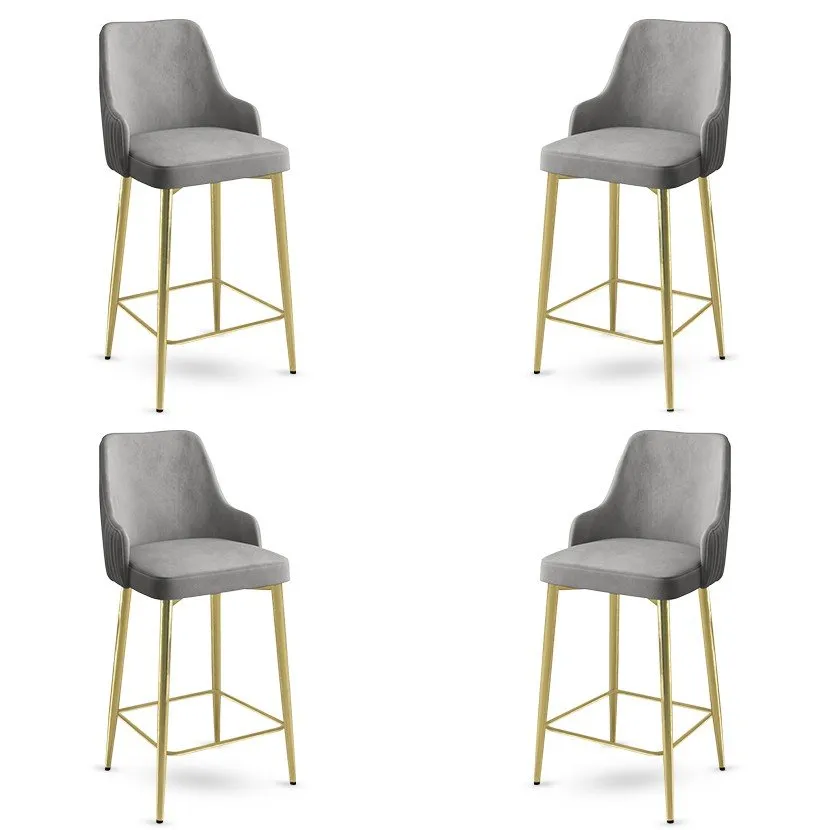 Set 4 barske stolice Enox Grey Gold