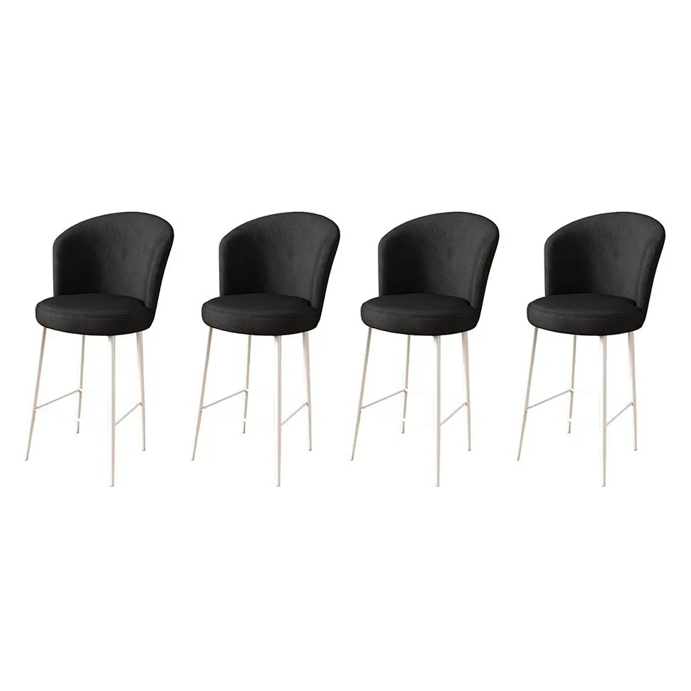 Set 4 barske stolice Fora Black White