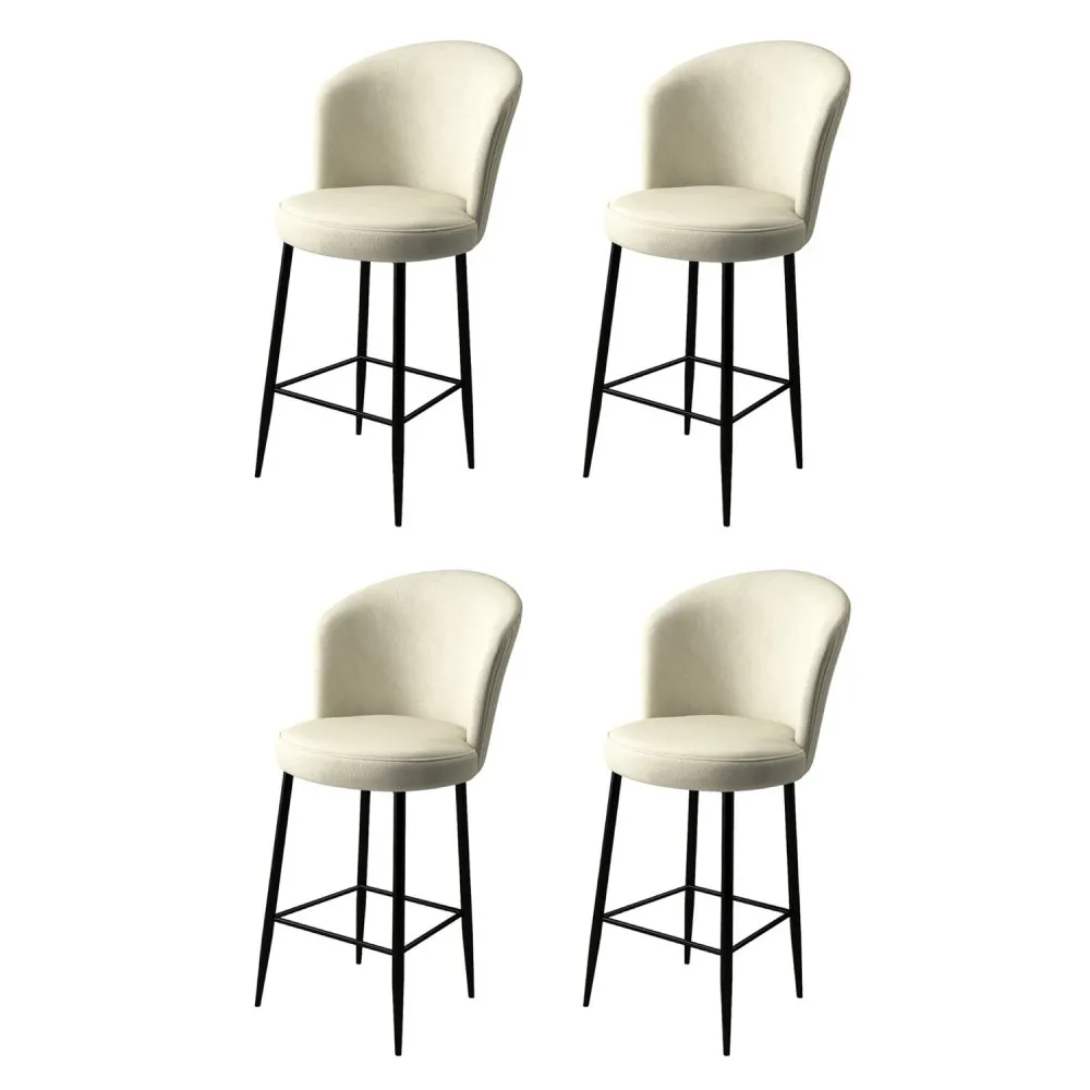 Set 4 barske stolice Fora Cream Black
