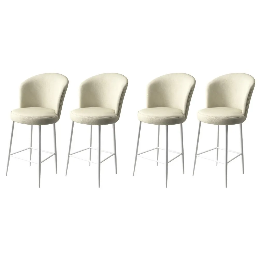 Set 4 barske stolice Fora Cream White
