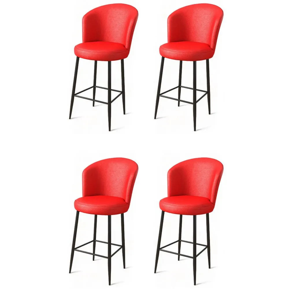 Set 4 barske stolice Uras Red Black