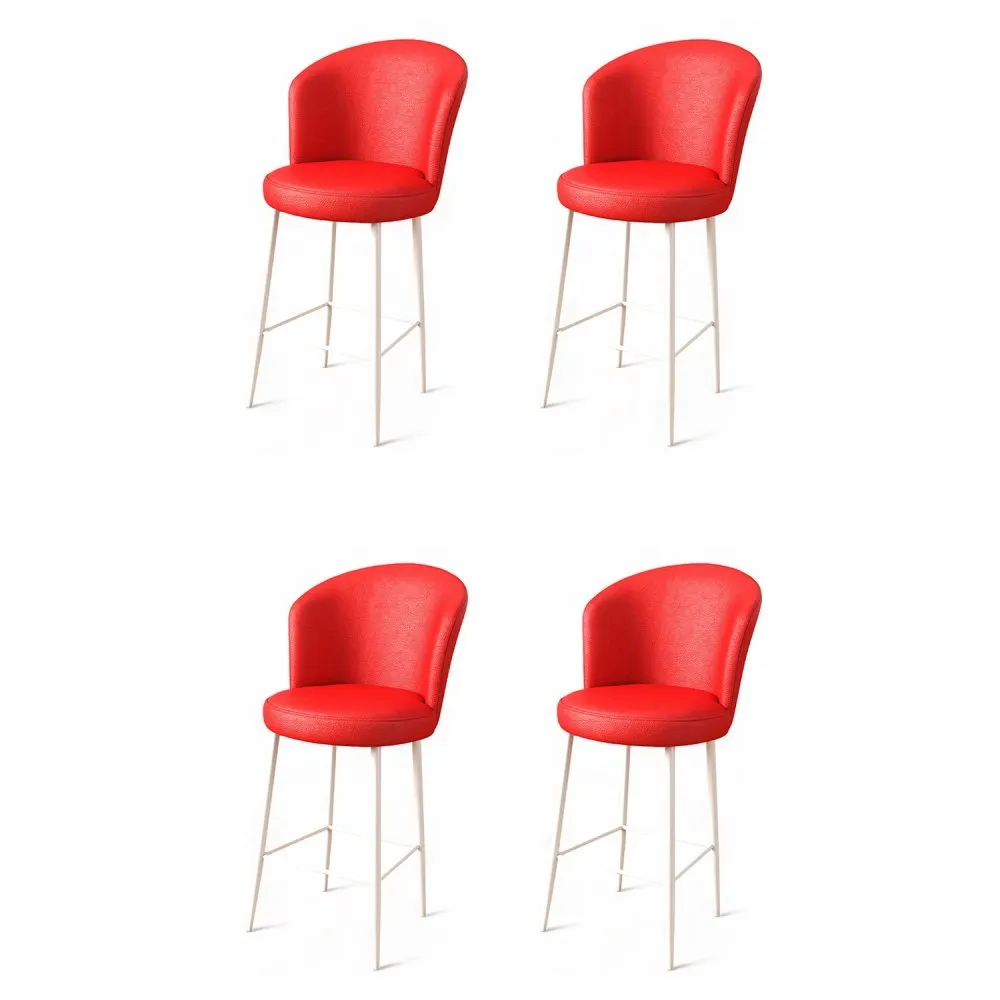Set 4 barske stolice Uras Red White