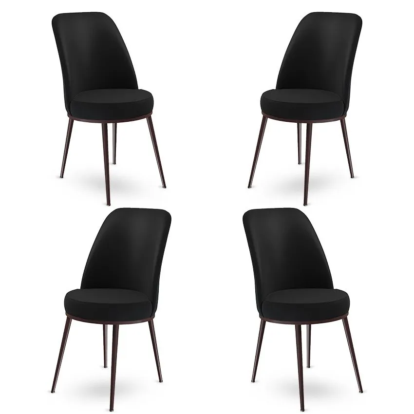 Set 4 stolice Dexa Black Brown