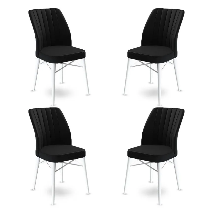 Set 4 stolice Flex Black White