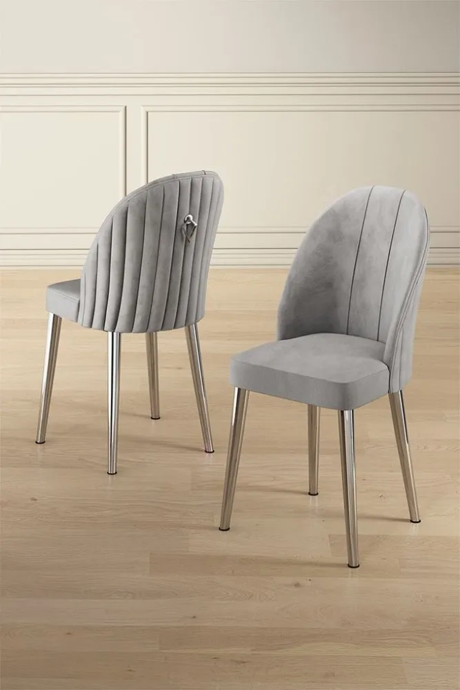 Set 4 stolice Mara Grey Chrome