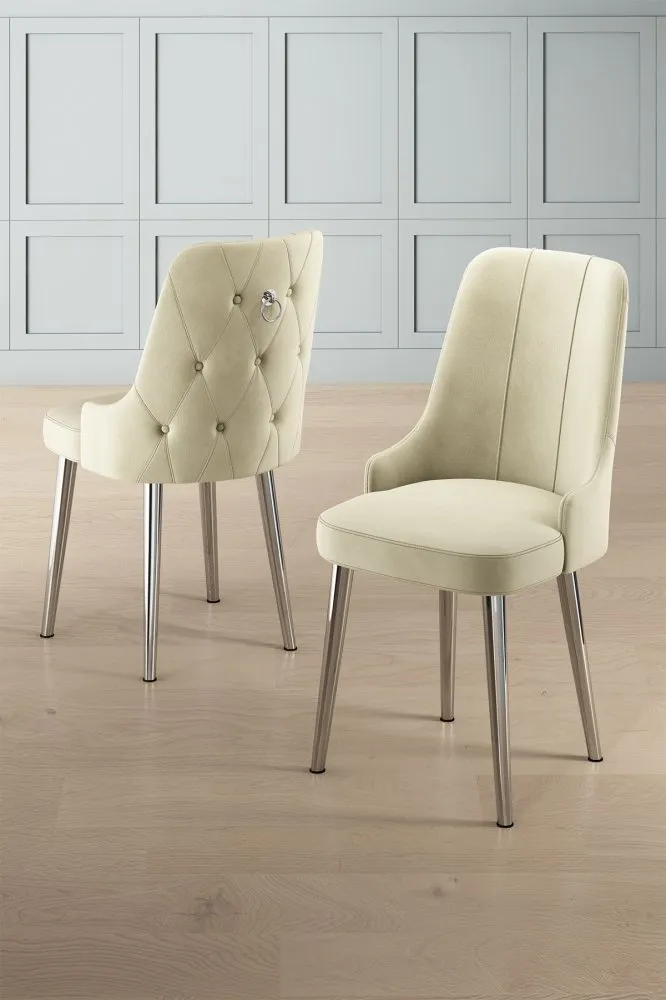 Set 4 stolice Newa Cream Chrome