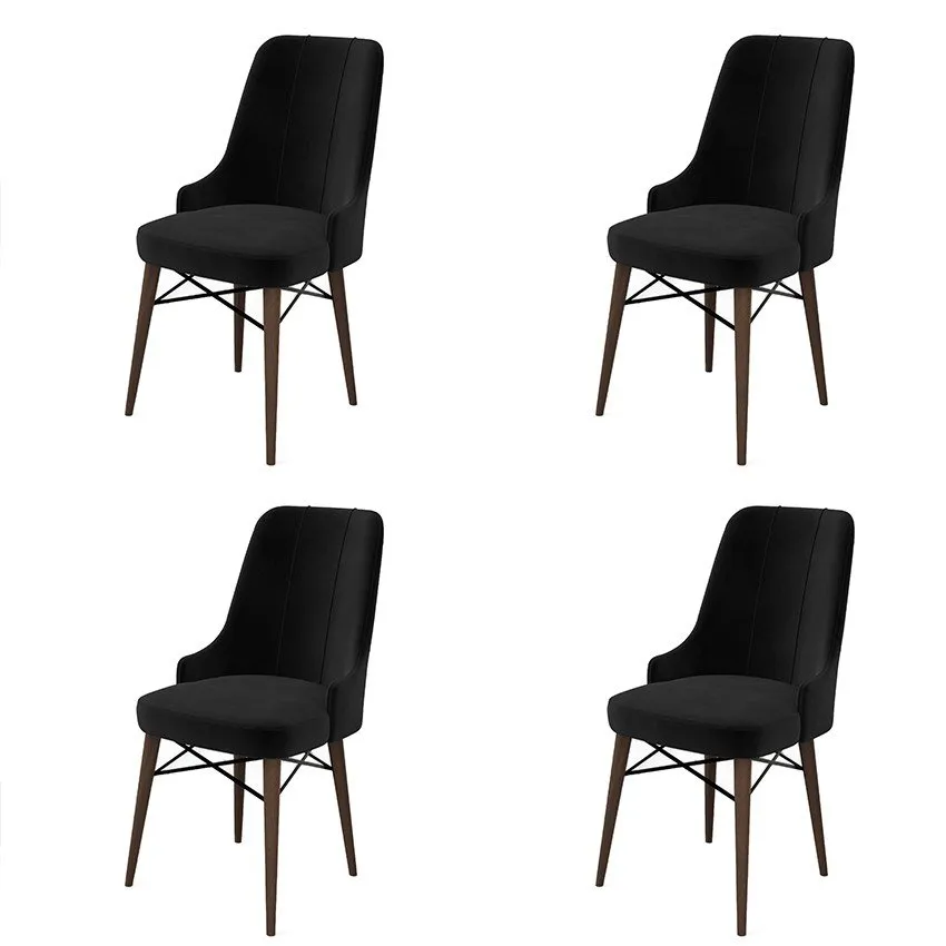 Set 4 stolice Pare Black Brown