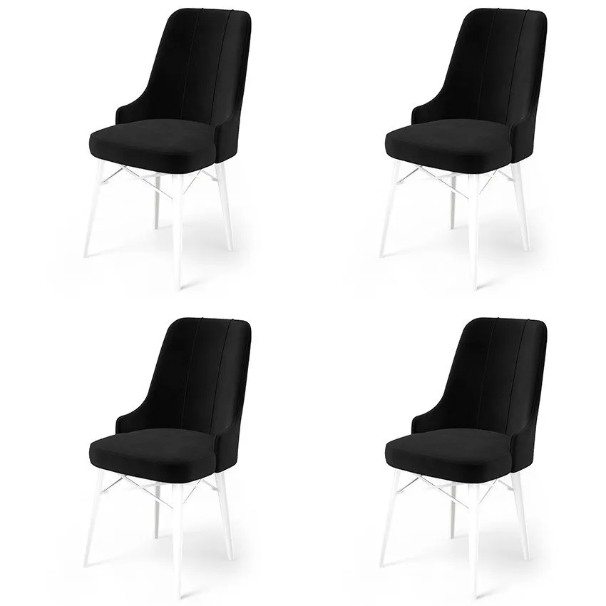 Set 4 stolice Pare Black White