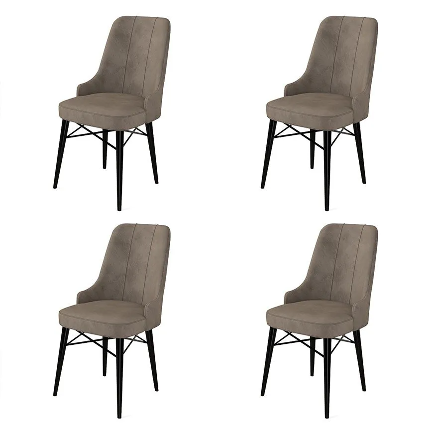 Set 4 stolice Pare Cappuccino Black