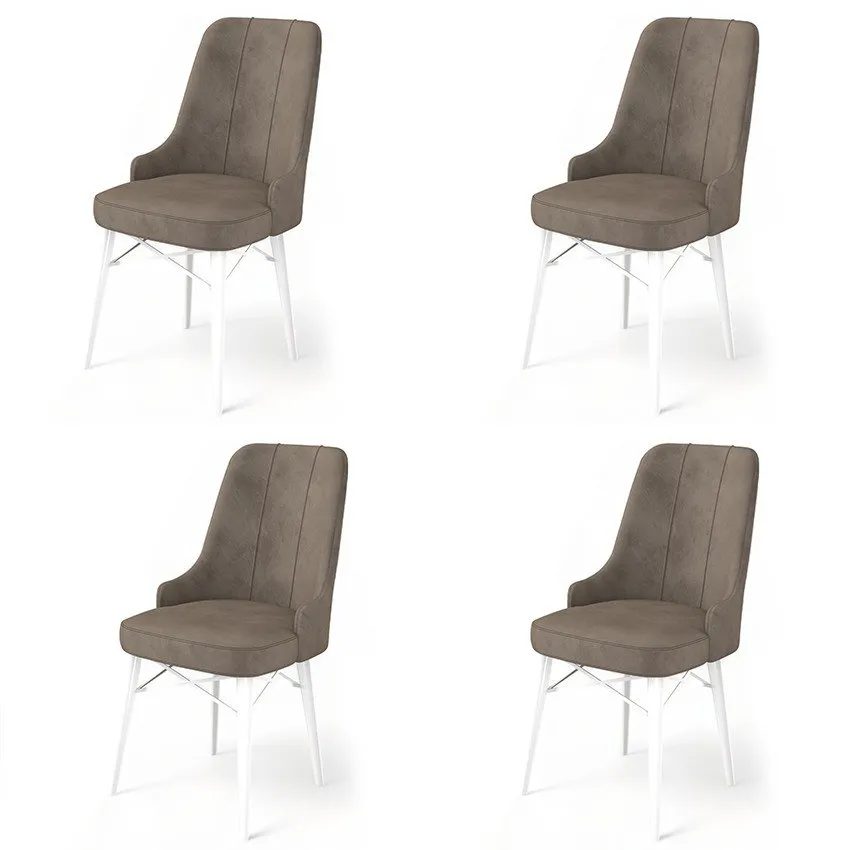 Set 4 stolice Pare Cappuccino White