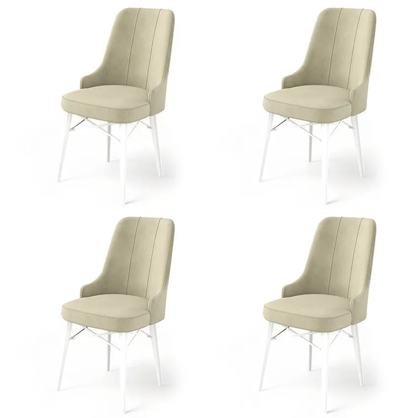 Set 4 stolice Pare Cream White