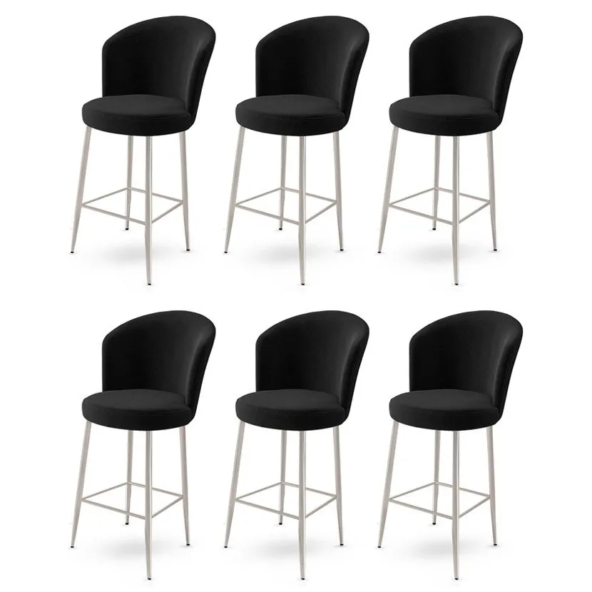 Set 6 barskih stolica Alte Black Chrome
