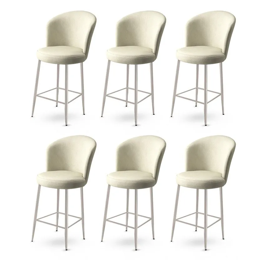 Set 6 barskih stolica Alte Cream Chrome